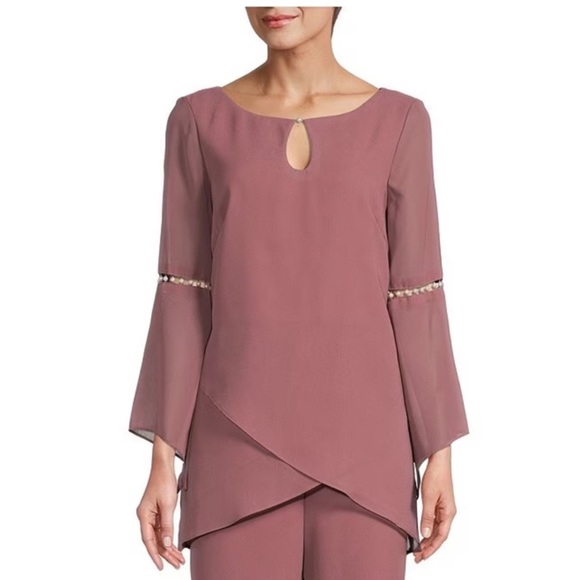 Le Bos 2-Piece Tulip Hem Front Pearl/ Keyhole Neck Pant Set/Size 18/nwt - Picture 3 of 4